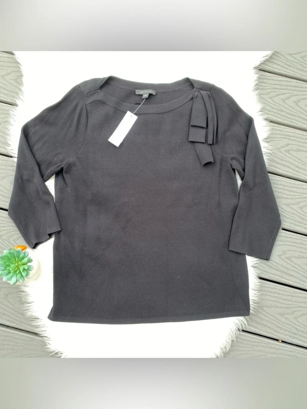 Ann Taylor Black Bow Shoulder Sweater - Picture 5 of 7